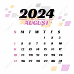 August 2024 Calendar Transparent Design Vector August 2024 Calendar
