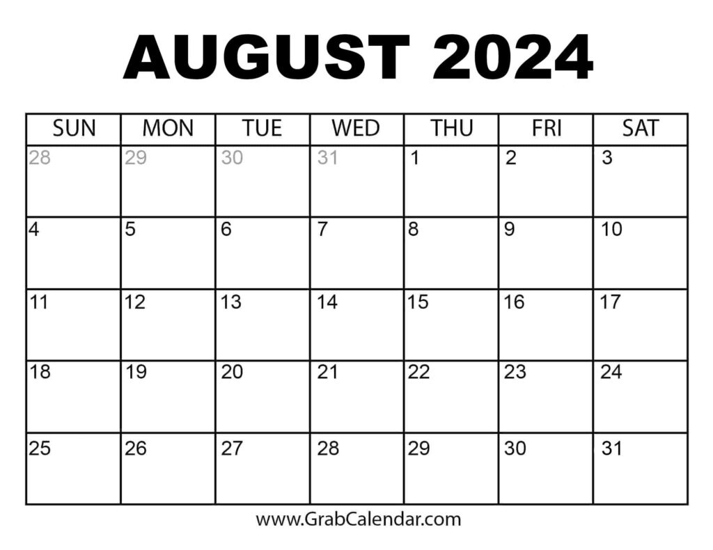 August 2024 Calendar With Holidays Printable Kacy Sallie