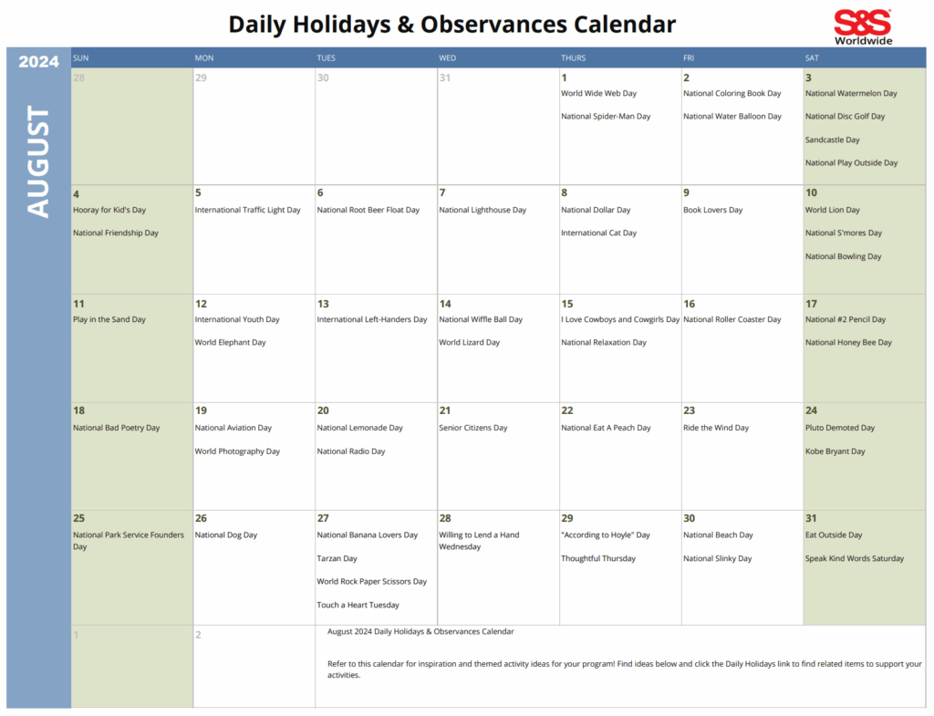 August 2024 Holidays And Observances Calendar Brandy Pennie
