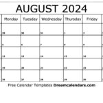 August 2024 Printable Calendar August 2024 Calendar Free Printable