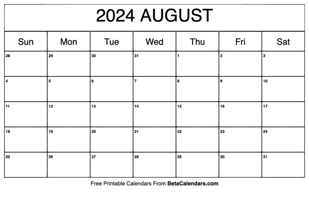 August 2024 To June 2024 Calendar Blank Calendar Feb 2024