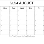 August 2024 To June 2024 Calendar Blank Calendar Feb 2024