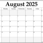 August 2025 Calendar Free Printable Calendars