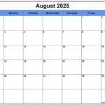 August 22 Calendar Printable