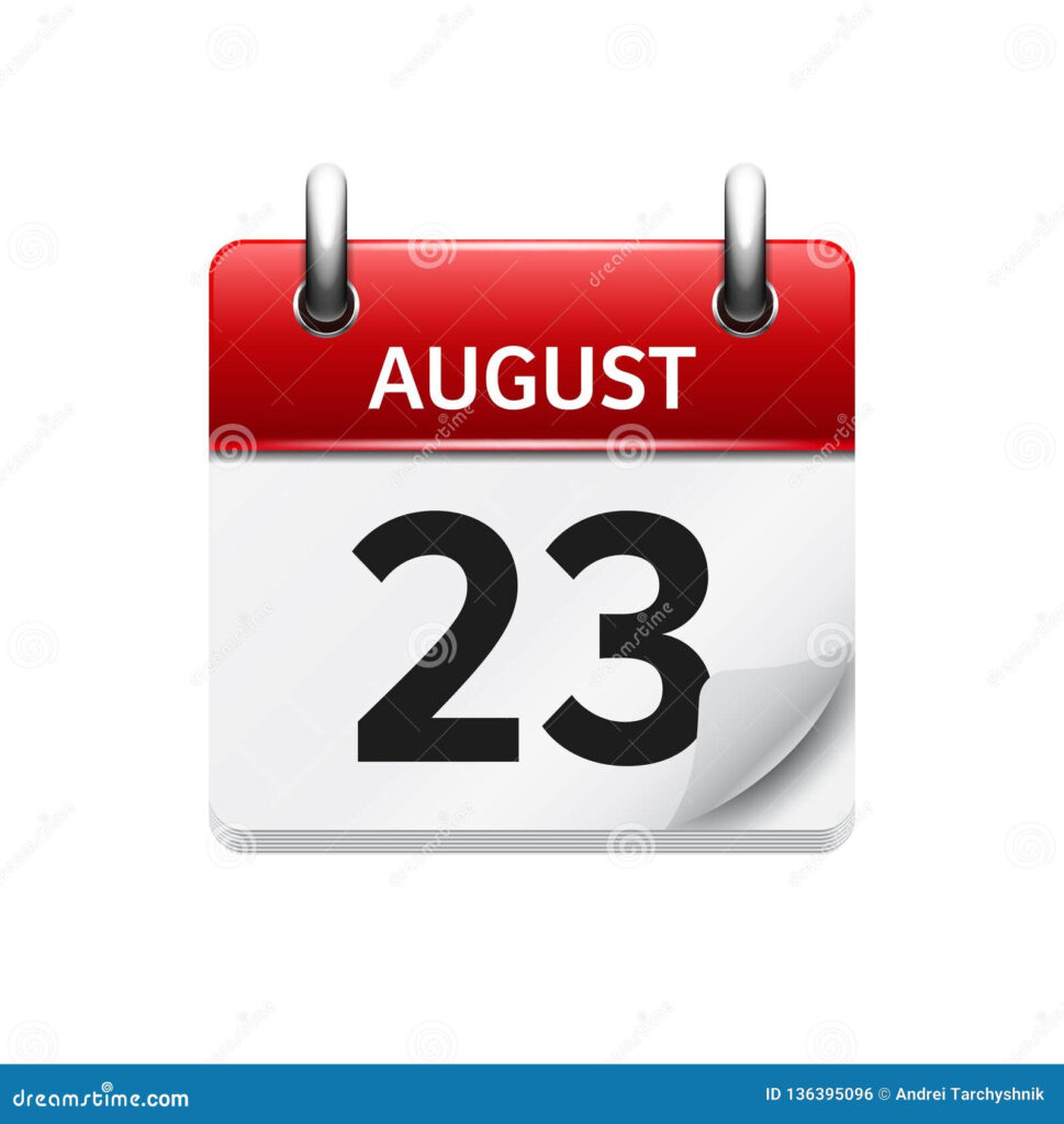 August 23 Vector Flat Daily Calendar Icon Date And Time Day Month 