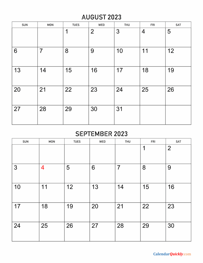 August And September 2023 Calendar Calendar Quickly