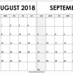 August And September Calendar