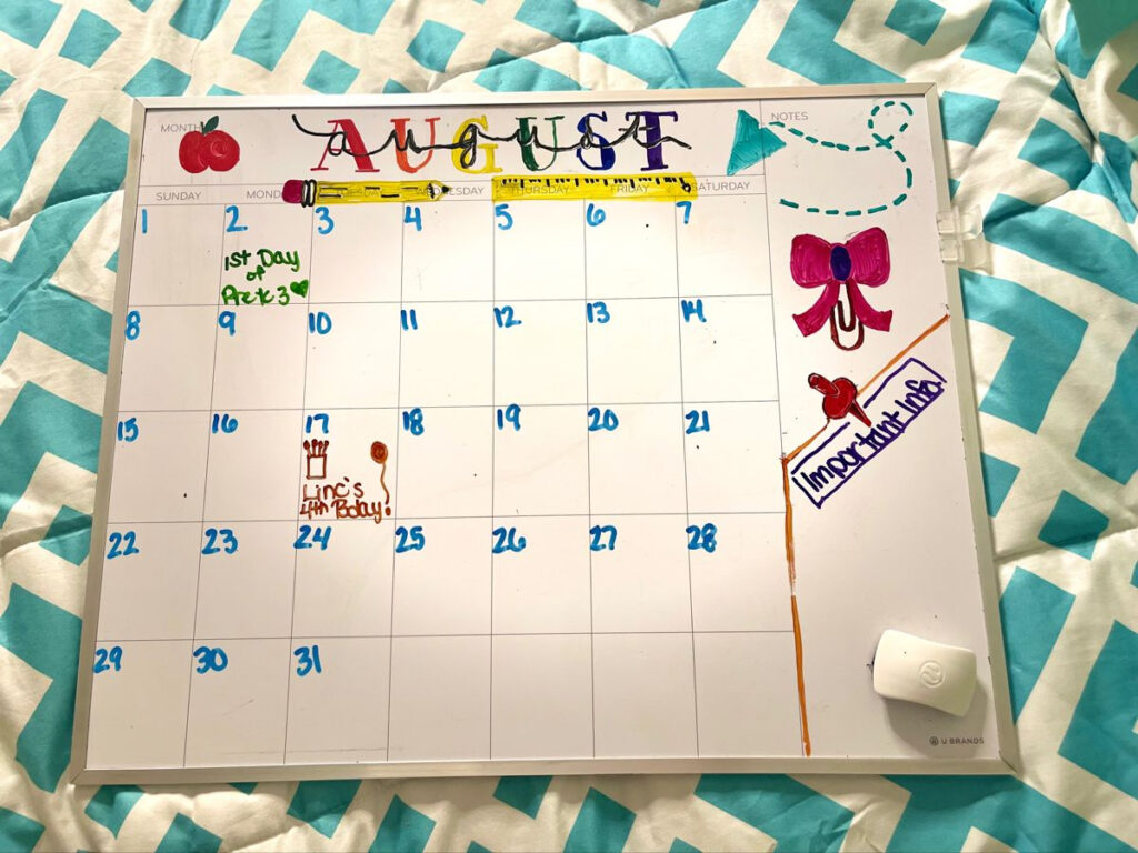 August Back To School Bullet Journal Calendar Style