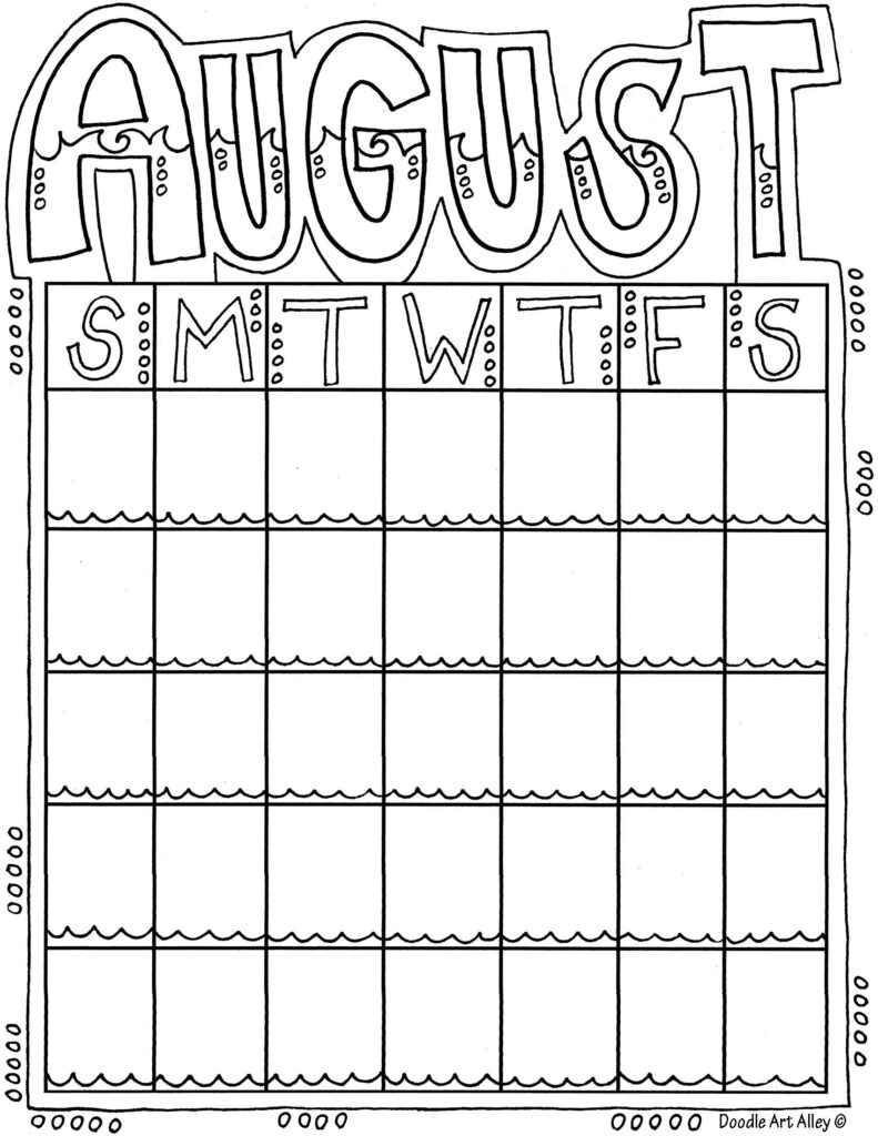 August Blank Printable Calendar Printable Budget Calendar