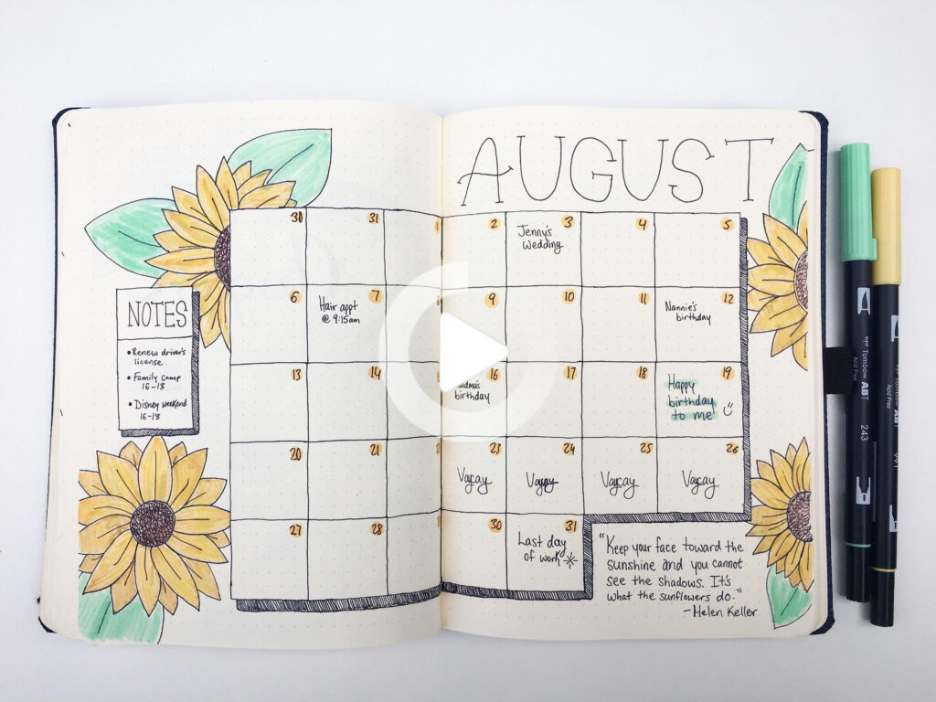 August Bullet Journal Calendar Printable Calendars AT A GLANCE