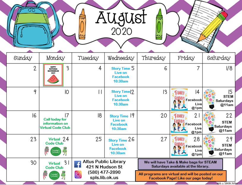 August Calendar Of Events Kelsy Mellisa