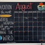 August Chalkboard Calendar 2022 Chalkboard Calendar Whiteboard
