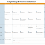 August Daily Holidays Observances Printable Calendar S S Blog