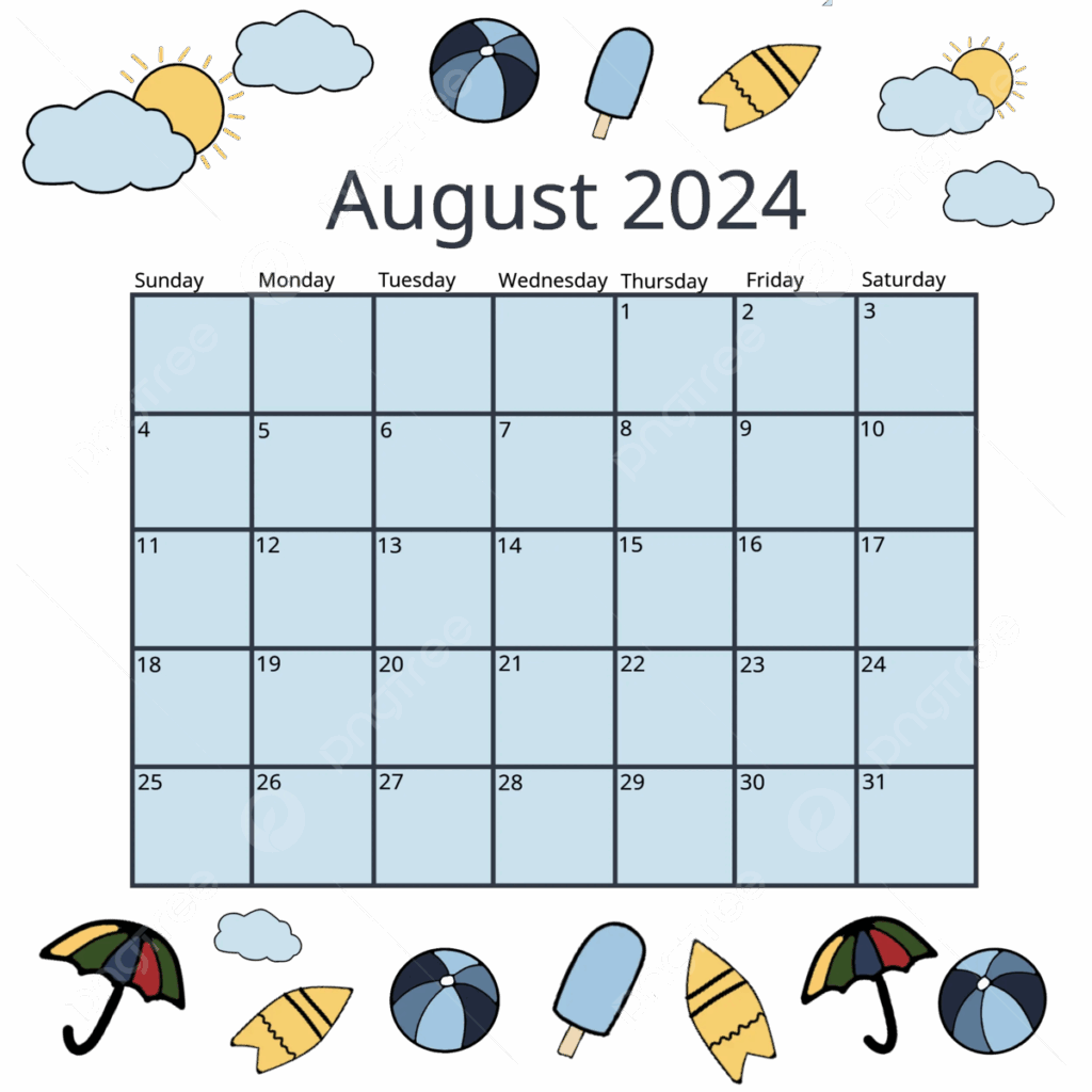 August Month Calendar August Calendar August Calendar PNG 
