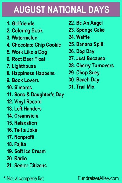 August National Days National Days National Holiday Calendar 
