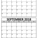 August September 2018 Calendar Printable Template Calendar Word