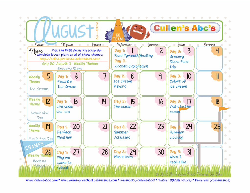 August Theme For Calendar