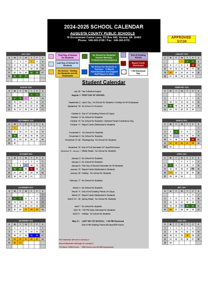 Augusta County Schools Calendar Holidays 2024 2025 In PDF