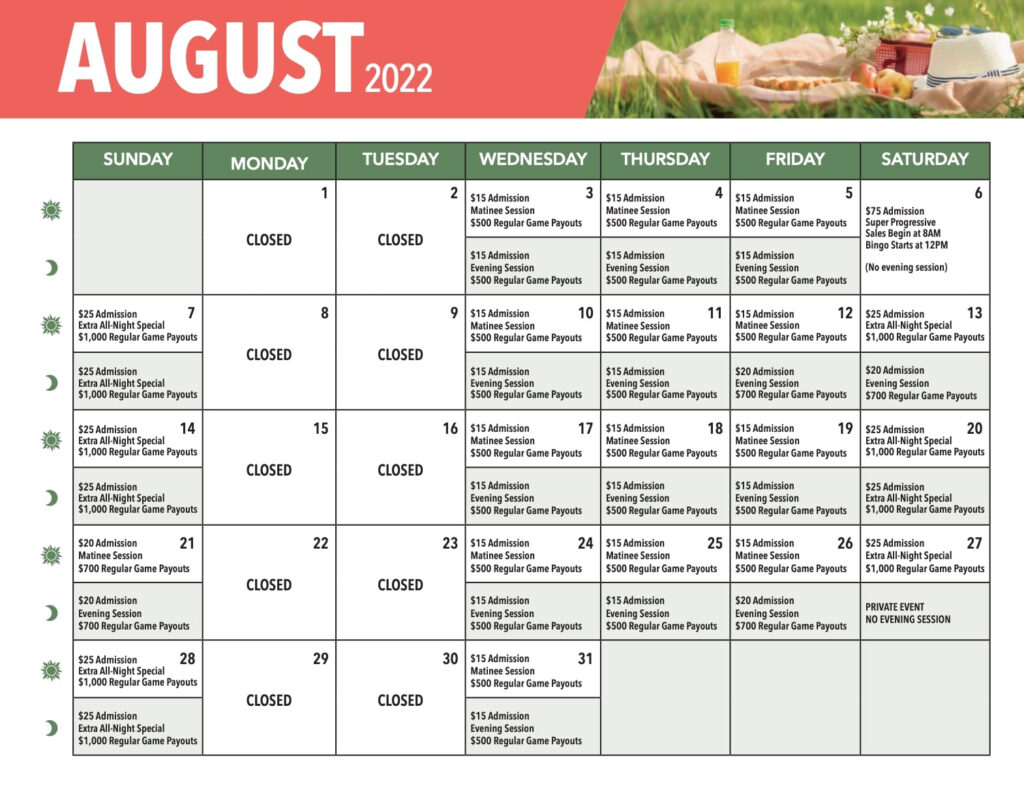 Bingo Foxwoods Calendar Calendar 2025 Printable