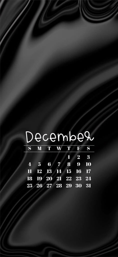 Black Satin With December 2022 Calendar IPhone Wallpapers Free Download