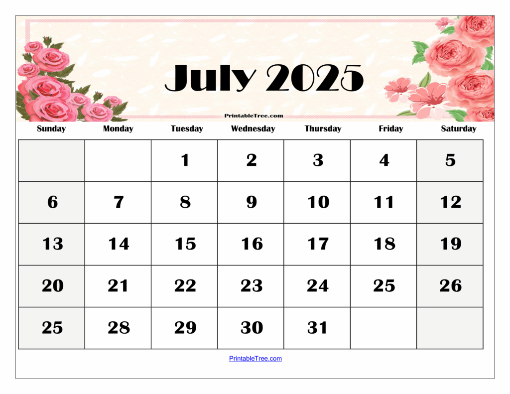 Blank 2025 July Calendar Pdf Harlow Prescott