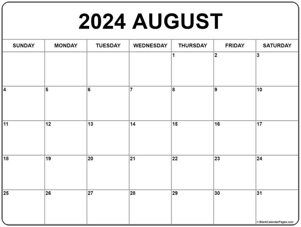 Blank August 2025 Calendar Printable Sheets Hazel West