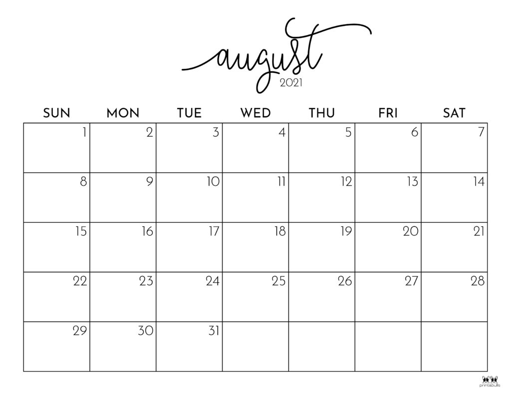 Blank August Calendar Denys Felisha
