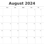 Blank Calendar 2024 Printable Monthly August Jolie Madelyn