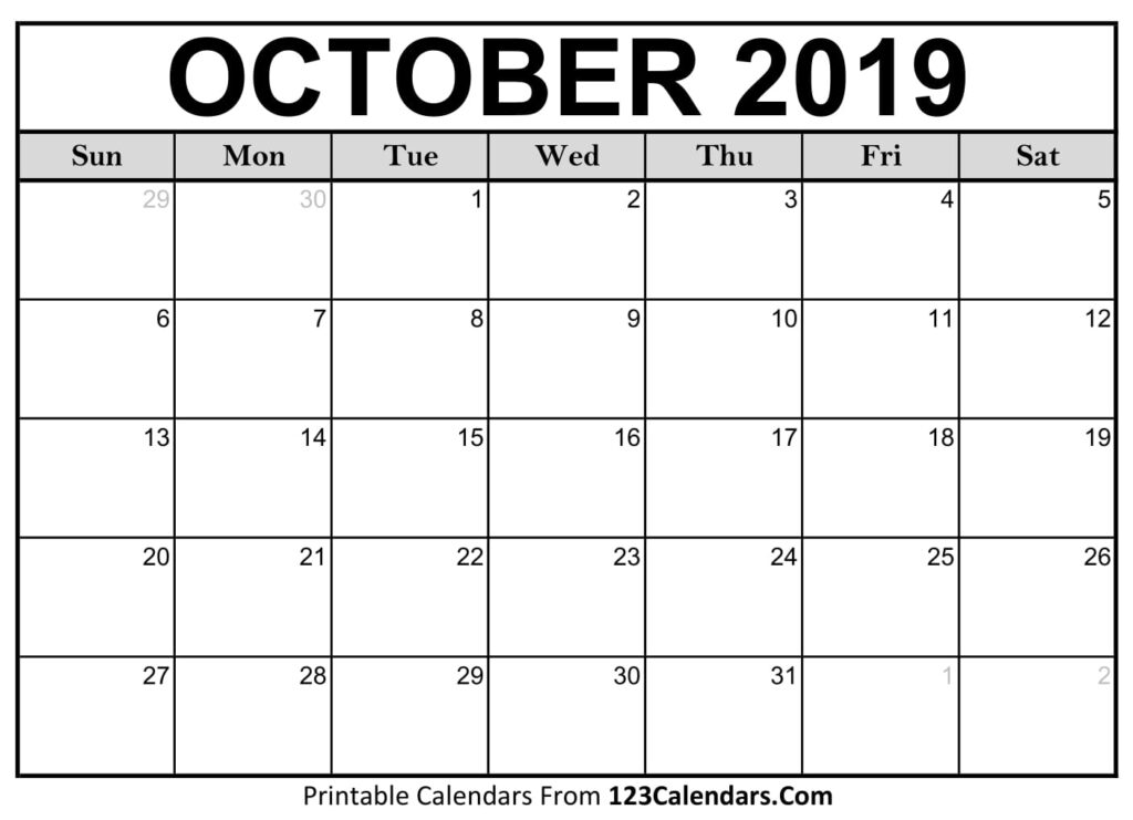 Blank October Calendar Printable Lorie Raynell