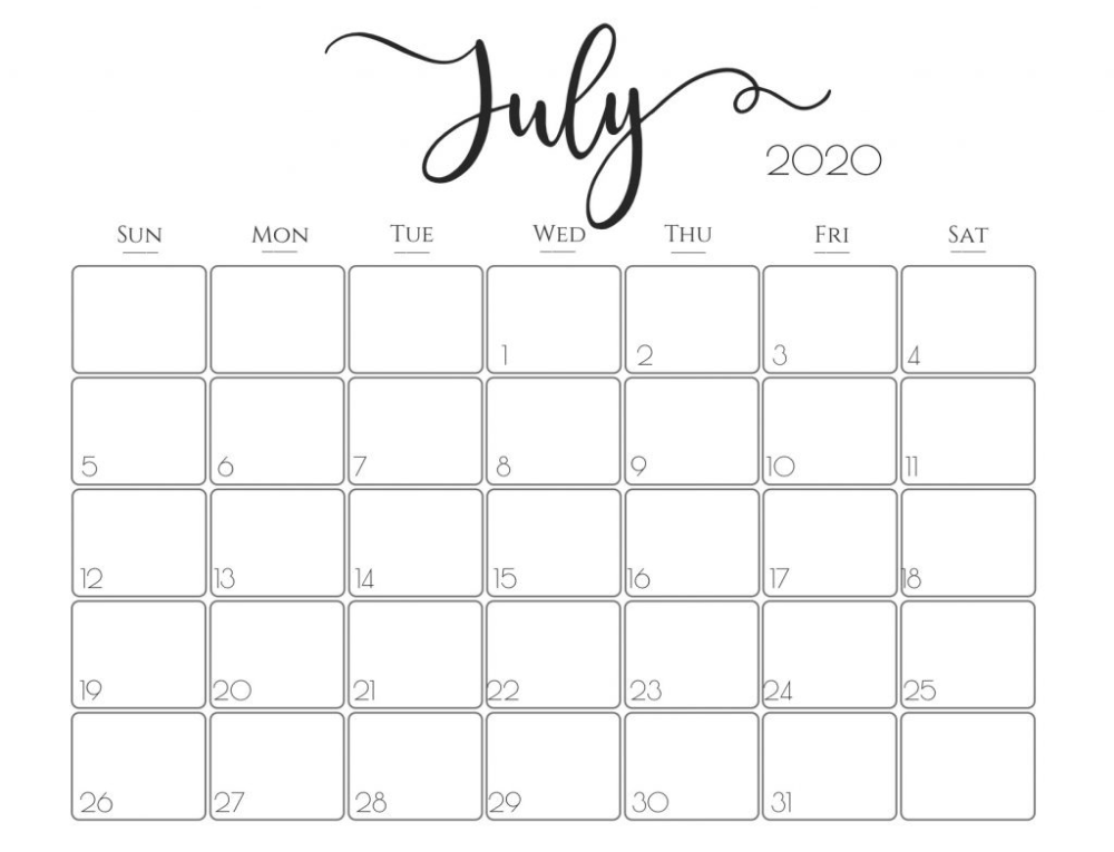 Blank Printable July Calendar