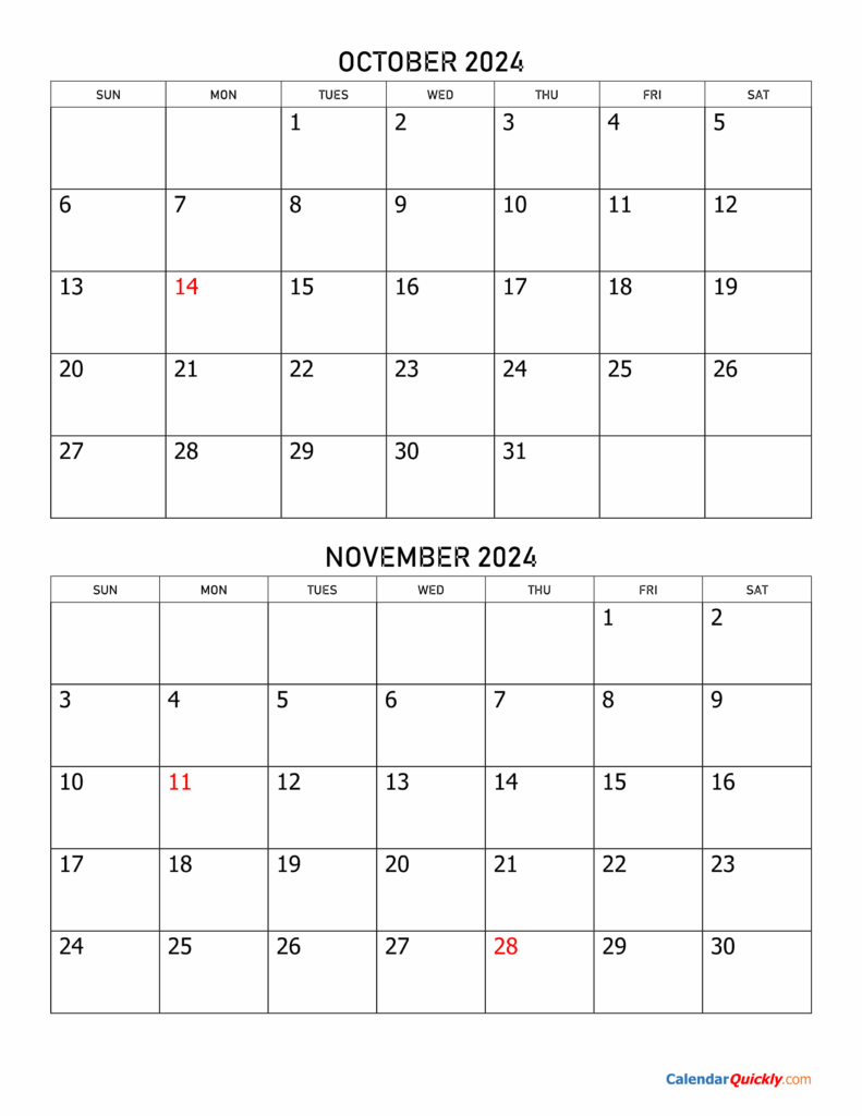 Calendar 2024 October November December Printable Sophi Joline
