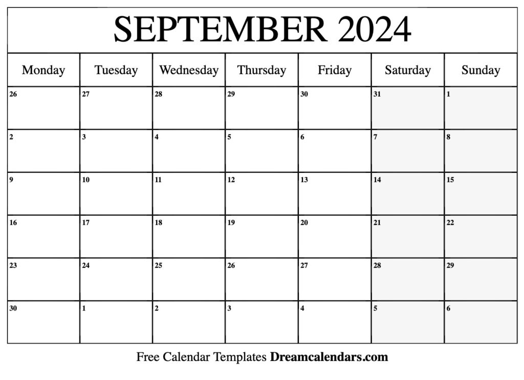 Calendar 2024 September Month Free Printable Truda Frankie