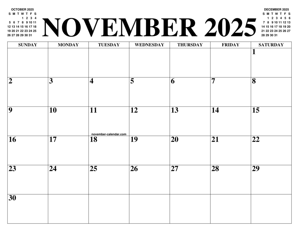 Calendar 2025 November Month Printable Free Download Kai HayesWilliams