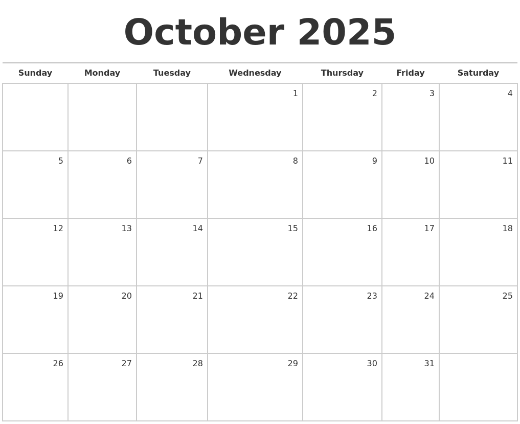 Calendar 2025 October Month Free Printable Free Alfredo M Underwood