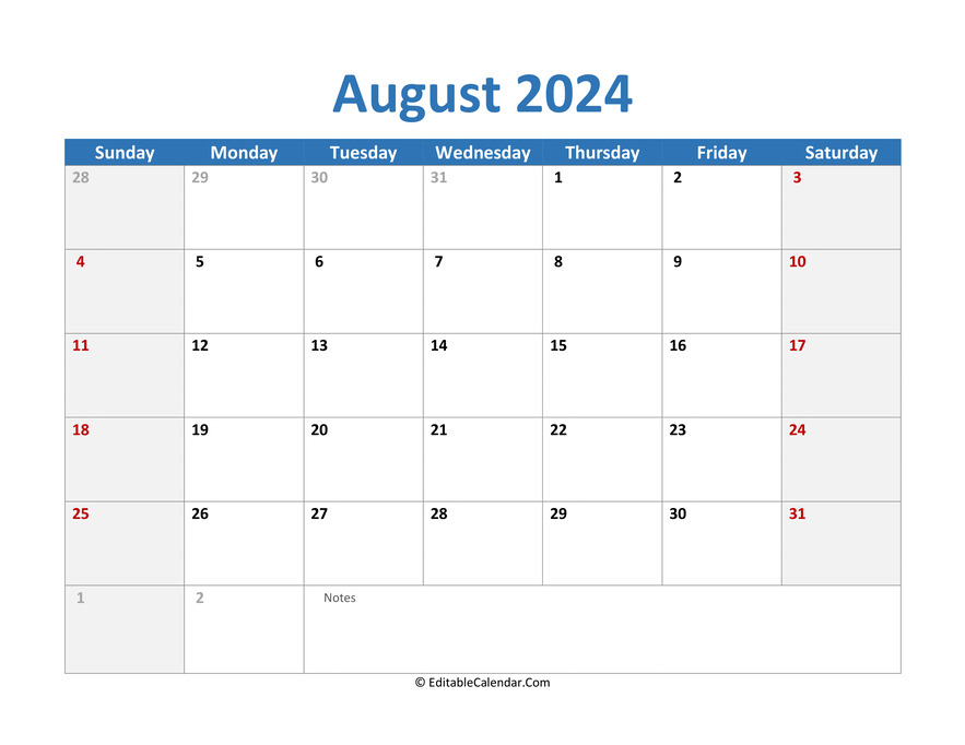 Calendar August 2025 Printable Format L Robert Gaddis