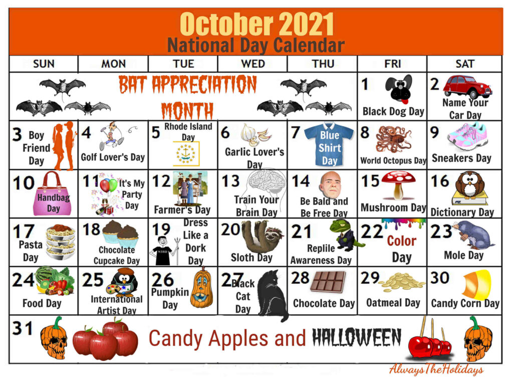 Calendar Days In October Benni Beatrice