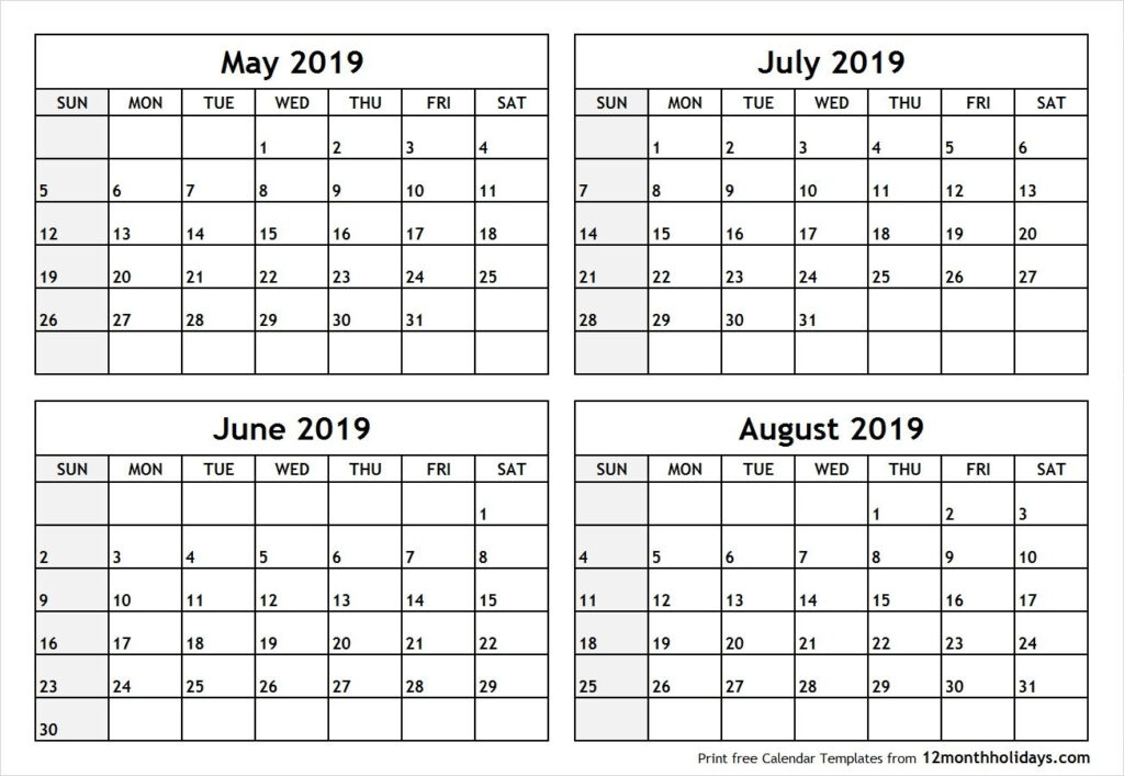 Calendar For May June And July Monthly Printable Calendar Pages