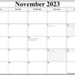 Calendar For November 2023 With Holidays