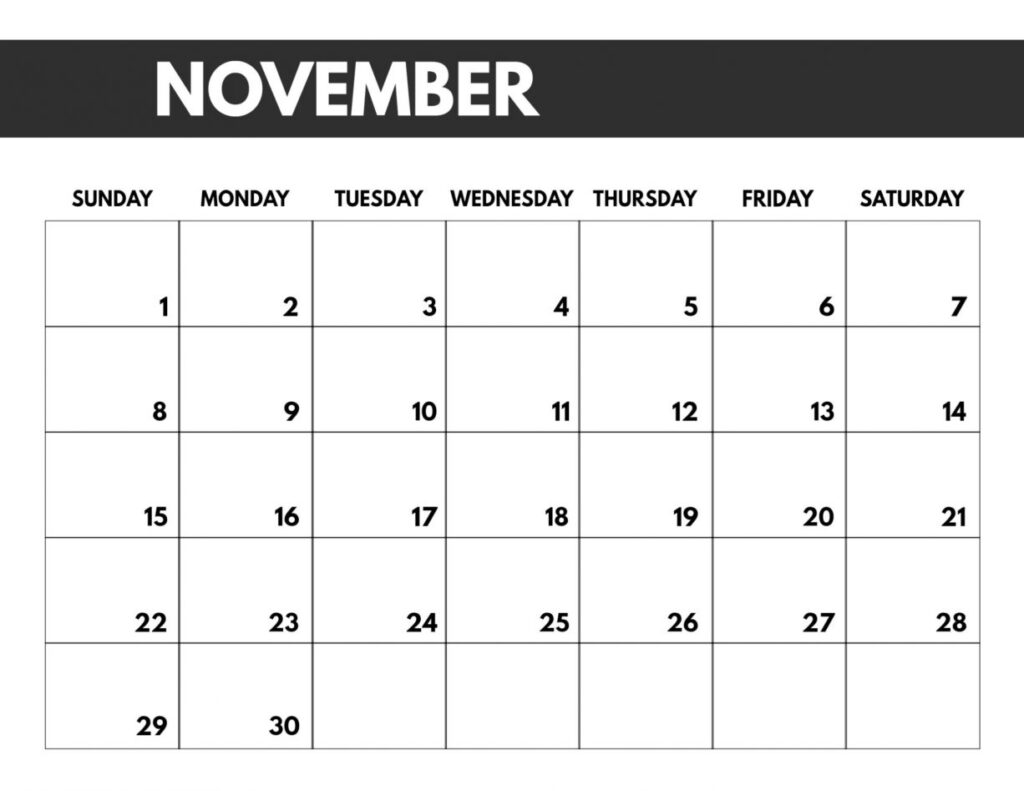 Calendar For November Month Davine Merilee