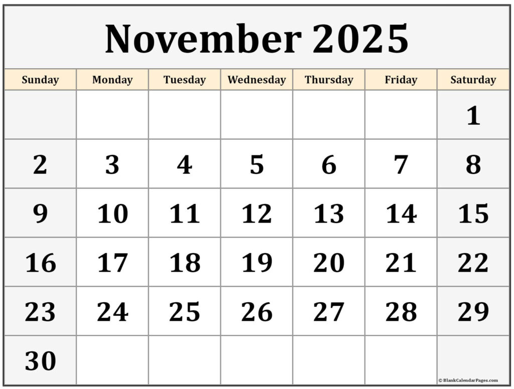 Calendar For November Of 2025 Noah K Compton