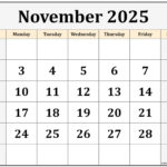 Calendar For November Of 2025 Noah K Compton