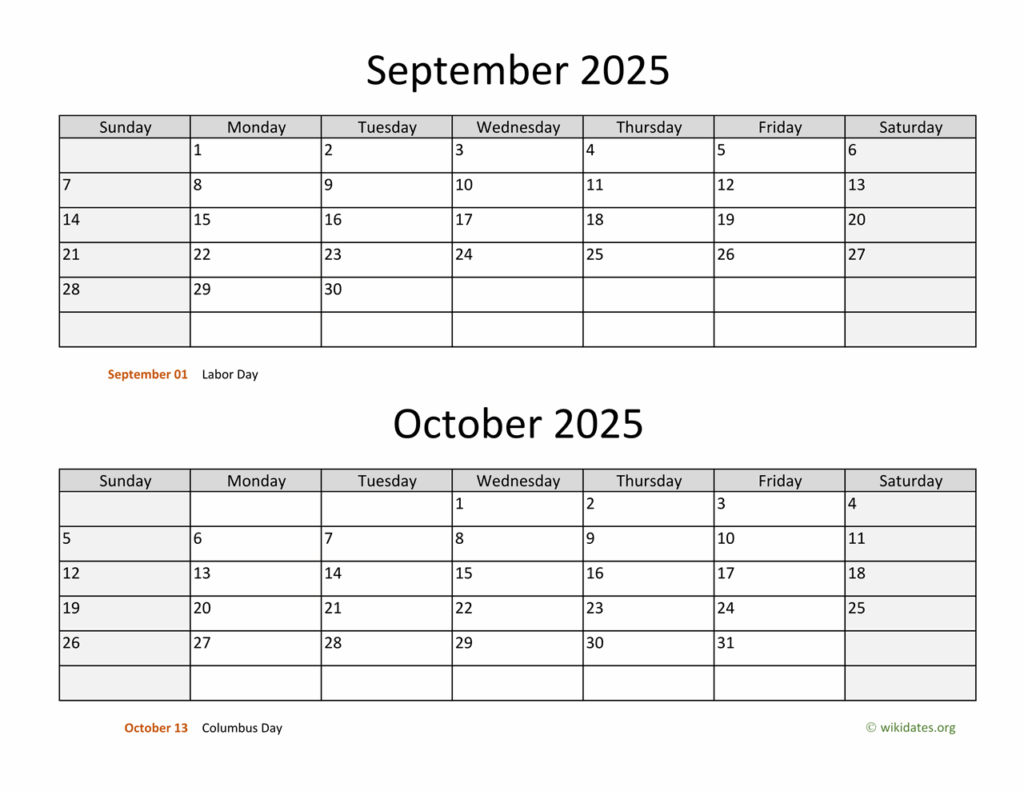 Calendar For September 2025 And October 2025 Hana Kinsley