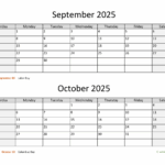Calendar For September 2025 And October 2025 Hana Kinsley
