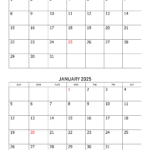 Calendar October November December 2025 January 2025 Printable Karen
