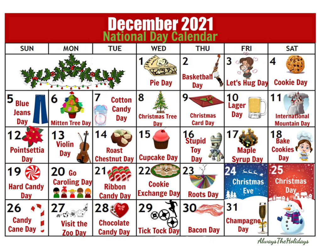 Calendar Of December Holidays Megen Carline