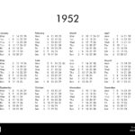 Calendar Of Year 1952 Stock Photo Alamy