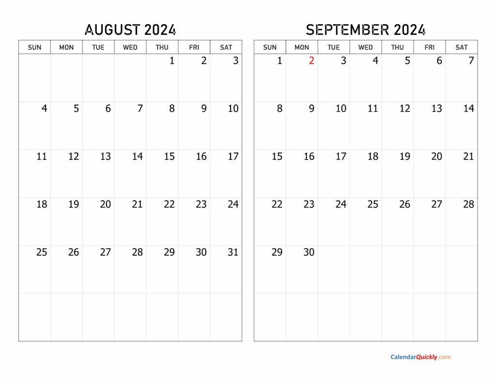 Calendar September 2024 To August 2024 Printable Bobby Shelley