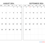 Calendar September 2024 To August 2024 Printable Bobby Shelley