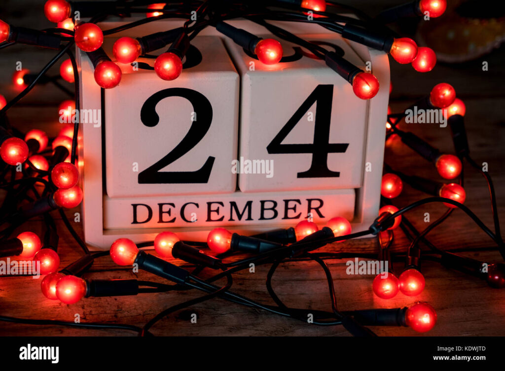 Christmas Eve 24th December Date On Calendar Stock Photo 163447437 Alamy
