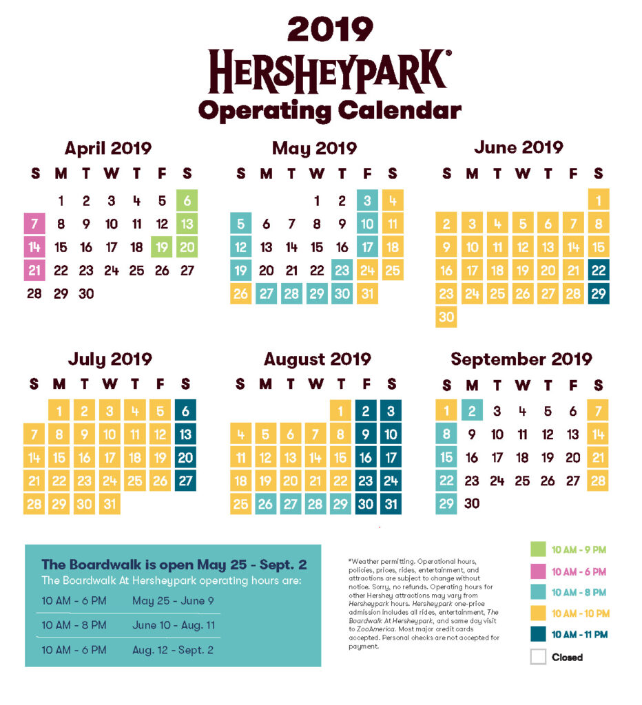 Crowd Calendar Hershey Park Printable Calendars AT A GLANCE